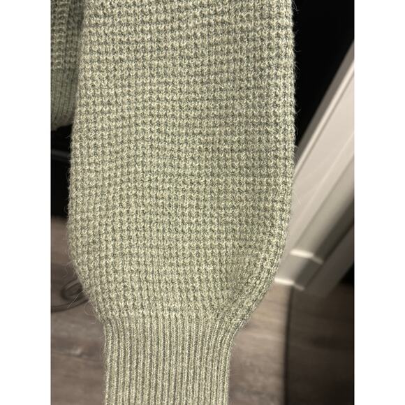 Pink Rose Sage Green Waffle Knit Sweater Top Collar Size Small - Picture 8 of 9
